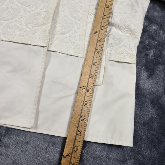 BCBGMAXAZRIA Skirt Suit Set Womens 12 White Paisley Textured Jacket Short Sleeve - Picture 7 of 16